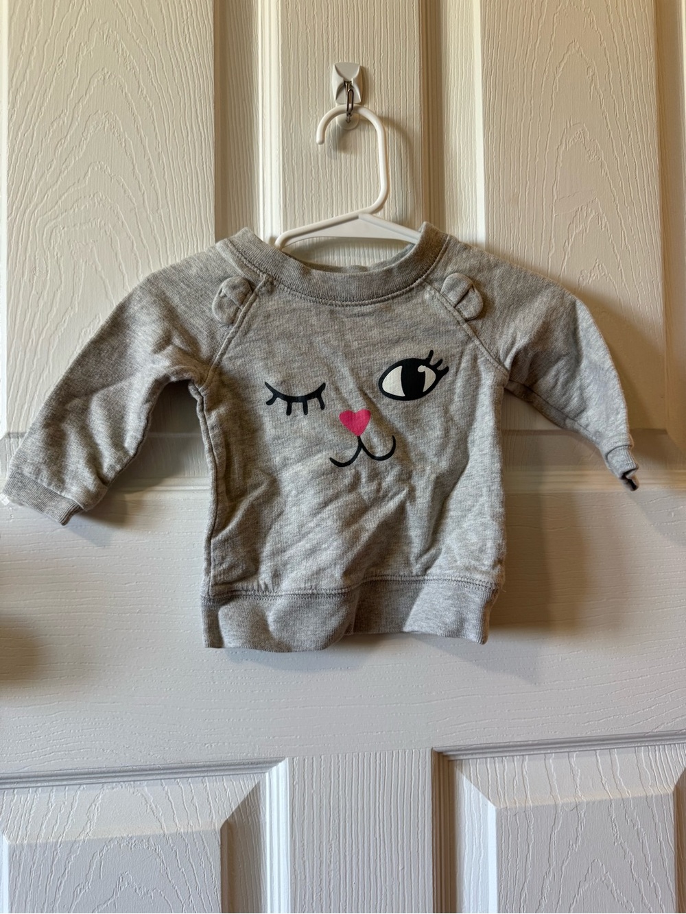 Carter’s 3M Baby Grey Sweatshirt with Cat Face Graphic